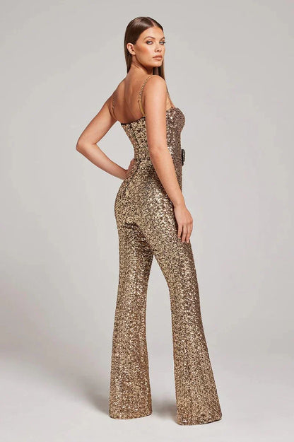 Sparkle Sequins Jumpsuit With Belt