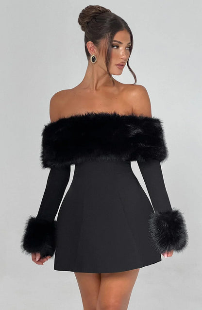 Venyra Fur Mini Dress